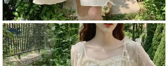 Lace Sun Protection Clothing Women's Summer Outerwear with Strap Vest Top Short Slim Long Sleeve Shirt Coat Gentle Breeze