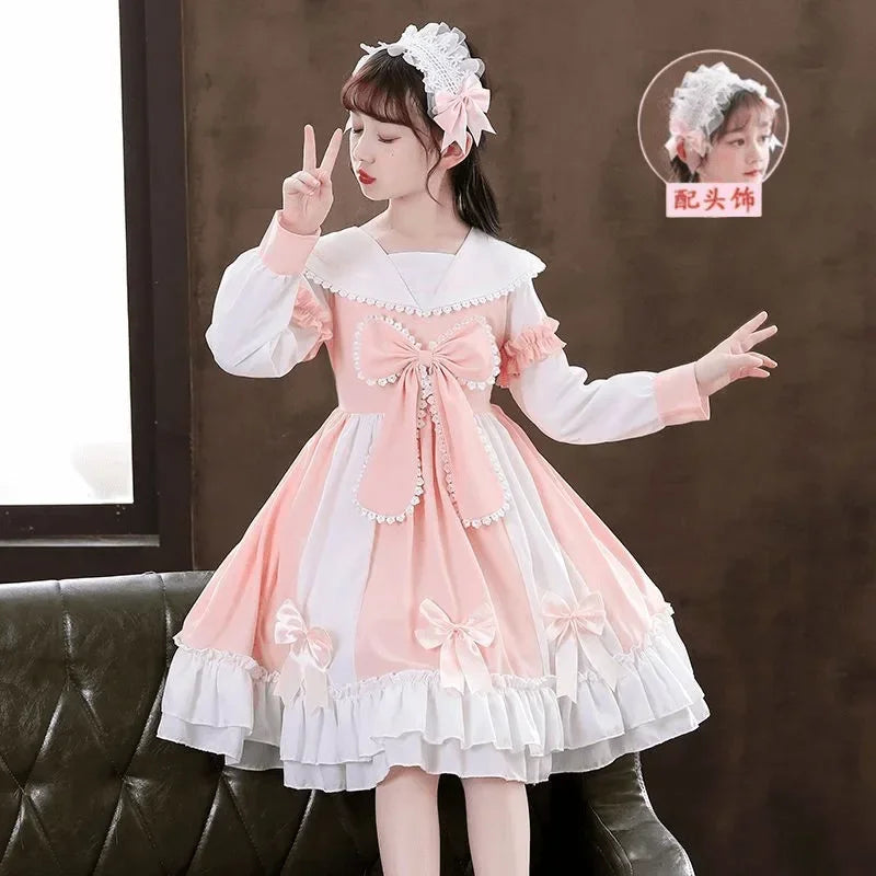 Petite Princess Lolita  Cute Princess Dress New Children's Fashion Birthday Dresses Tutu Send Headpiece 3-15Y 2023