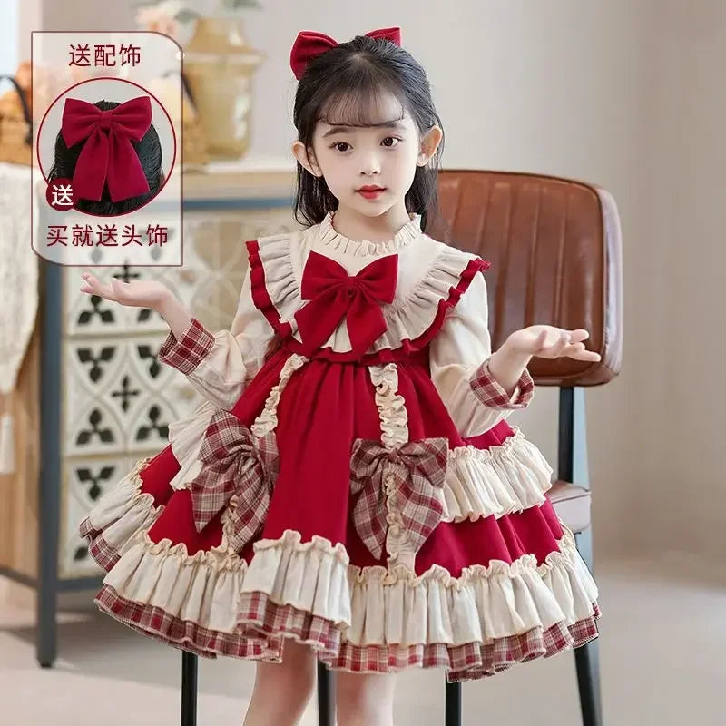 Petite Princess Lolita  Cute Princess Dress New Children's Fashion Birthday Dresses Tutu Send Headpiece 3-15Y 2023