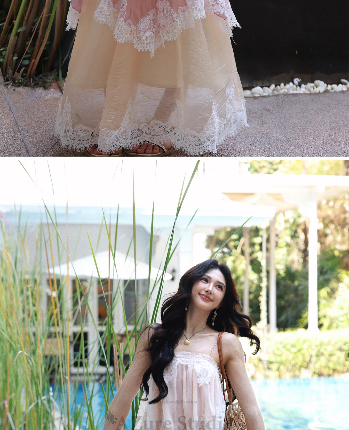 The Chantilly Gradient Lace Gown | Strapless Heavily Embellished Maxi | Vintage Gathered Skirt | Parisian Princess
