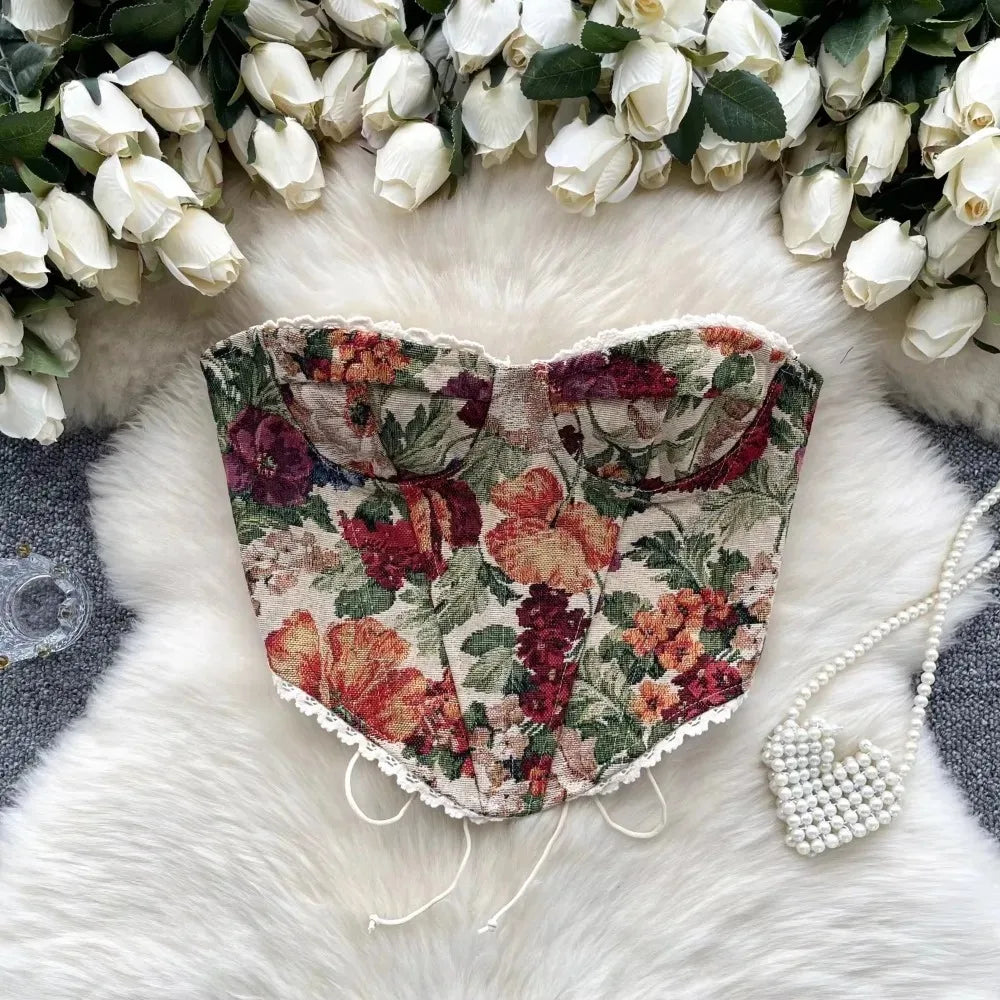 Slimming Parisian Corset Tanks Top Elegant Basic Crop Top  Women Bustier