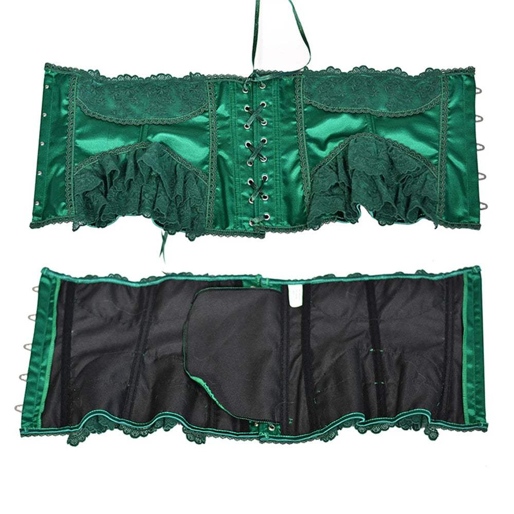 Women Short Steel Bones Floral Lace Underbust Corset Sexy Wedding Evening Dress Corsets Luxury Court Princess Cosplay Lolita