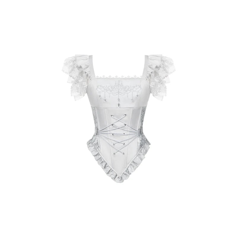 Gothica Signature Long Split Dress New Womens French Elegant Court Style Heavy Industry Lolita Dress Fishbone Corset Skirt Shirt Set