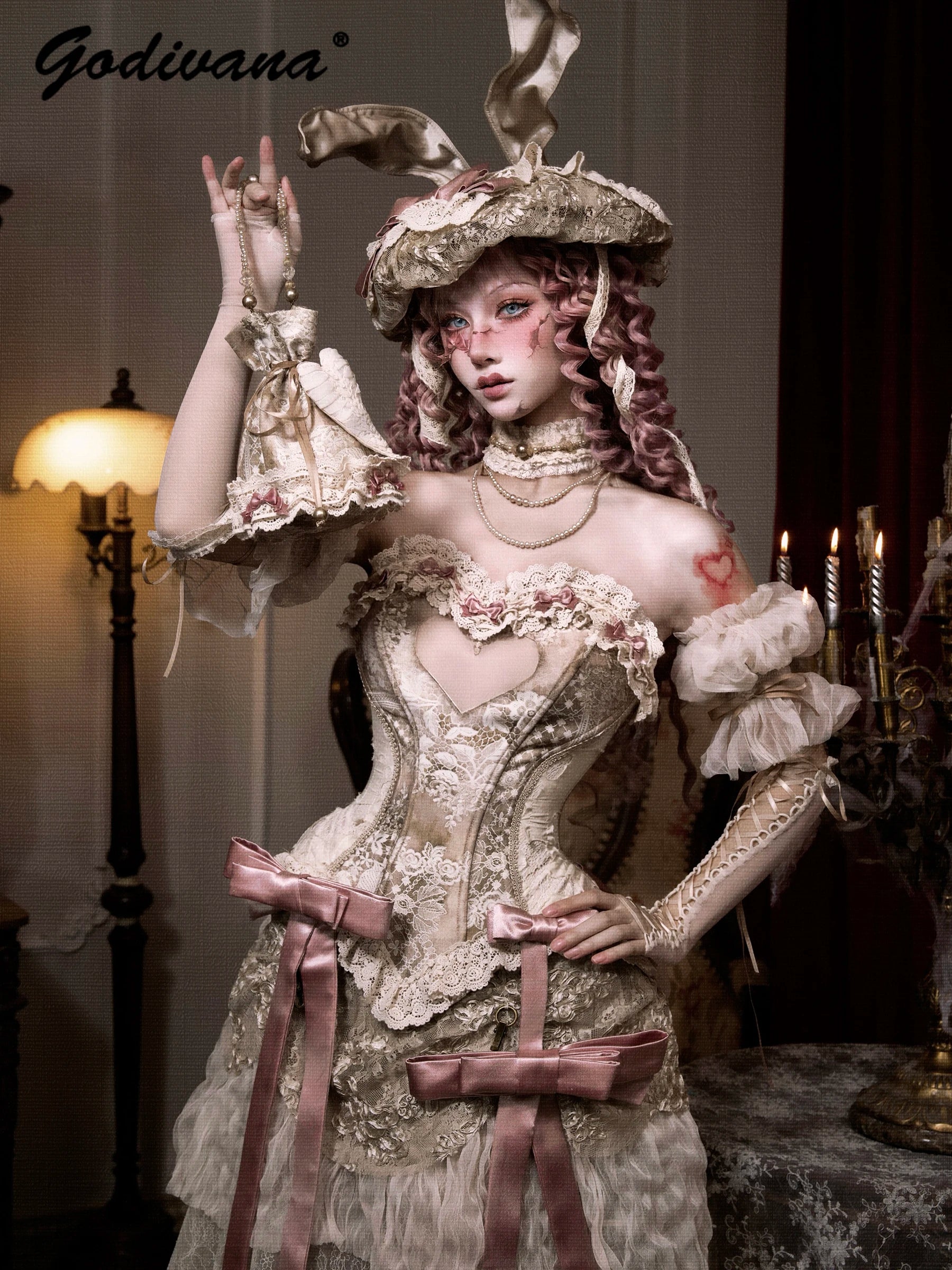 The Versailles Lovecore Lace Set | Fishbone Corset Tube Top & Floor-Length Skirt | Dark Romance Two-Piece | Parisian Princess