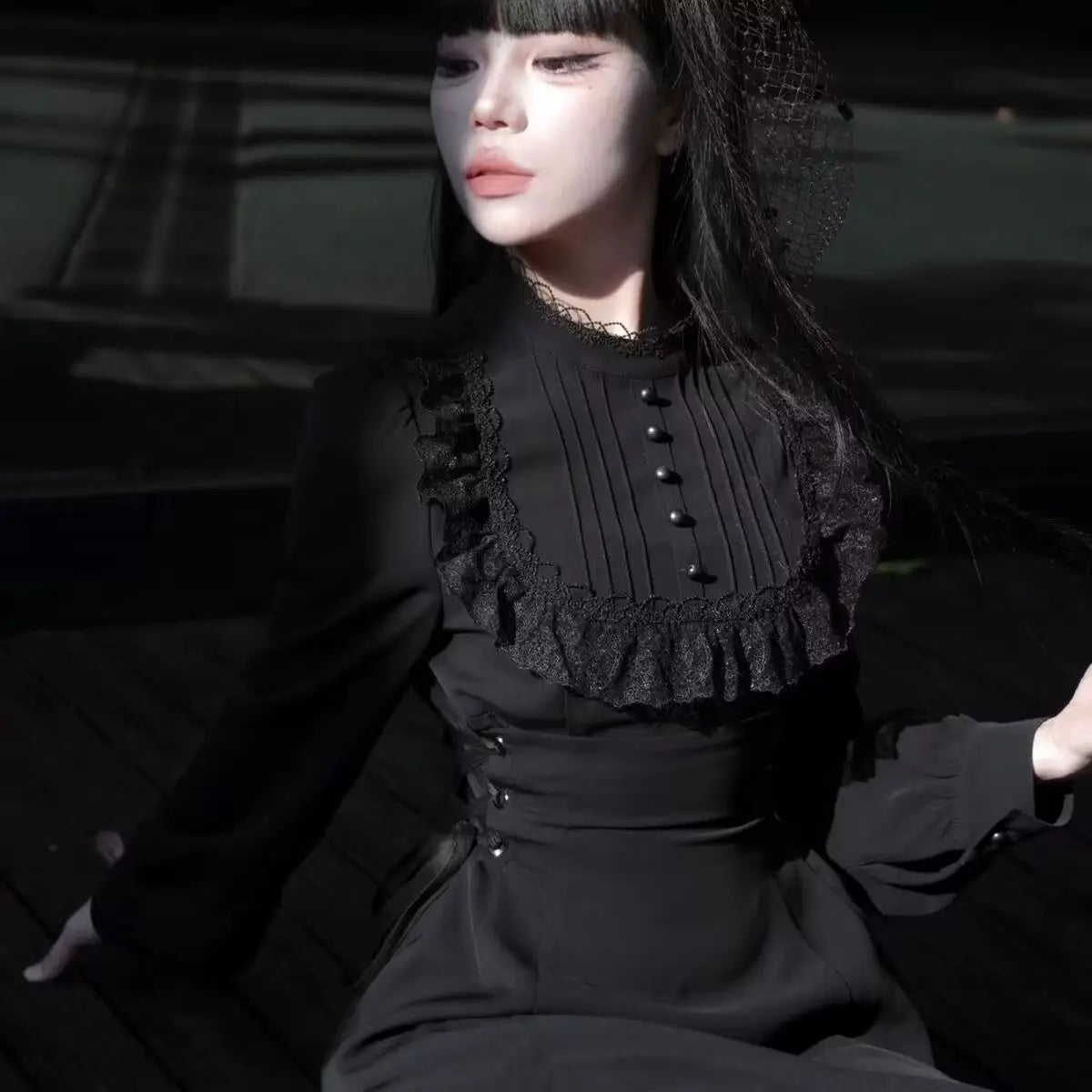 Coalfell French Gentle Heavy Engineering Dress Design Fall and Winter Long-sleeved New Waist Lace Thin Temperament Long Dress