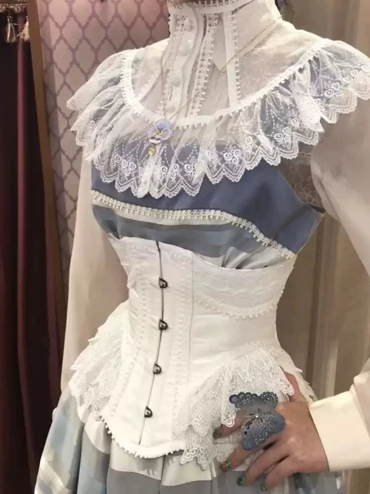 Women Fancy Corset Underbust Luxury Lace Bustier Lolita Vintage Bodice Lace Up Boned Waist Trainer Stage Costume Gold Tight Tops