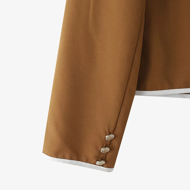 Parisian Elegant Blazer Double Breasted Long Sleeve Coats Women Fashion Bow Office Outerwear 2025 Casual Street Jackerts