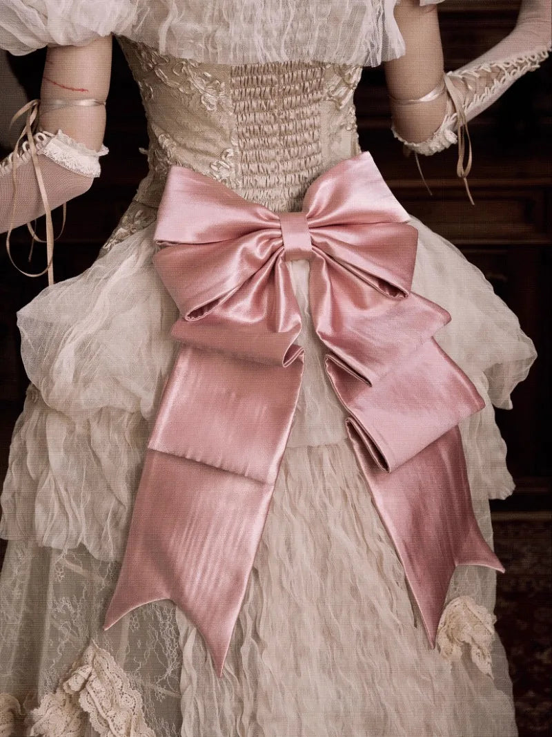 The Amore Lovecore Trailing Princess Skirt | Bustle Lift A-Line Maxi | Removable Bow Lolita Skirt | Parisian Princess