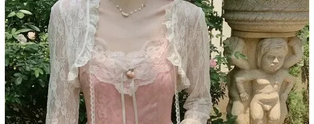 Lace Sun Protection Clothing Women's Summer Outerwear with Strap Vest Top Short Slim Long Sleeve Shirt Coat Gentle Breeze