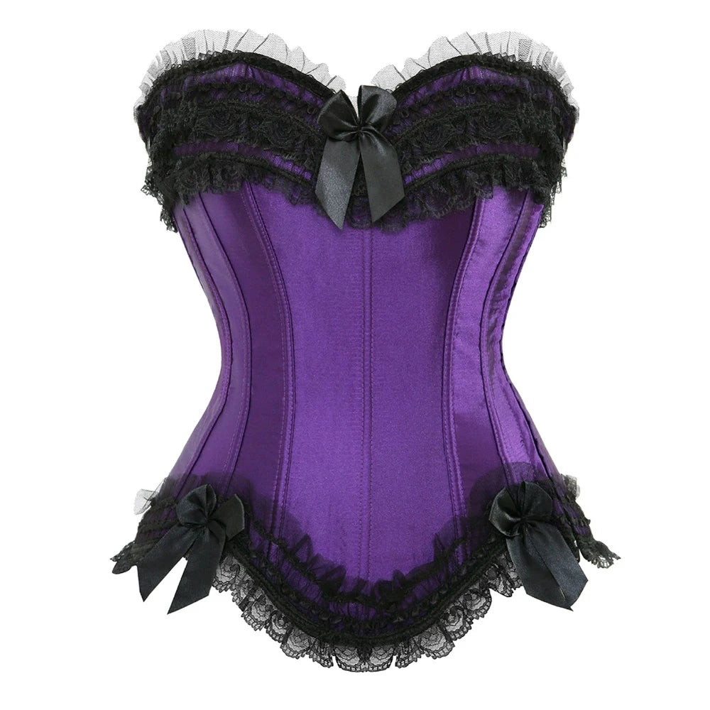 The Versailles Bowknot Bustier | Parisian Lace Showgirl Body Shaper | Gothic Satin Bridal Lace-Up Corset | Parisian Princess