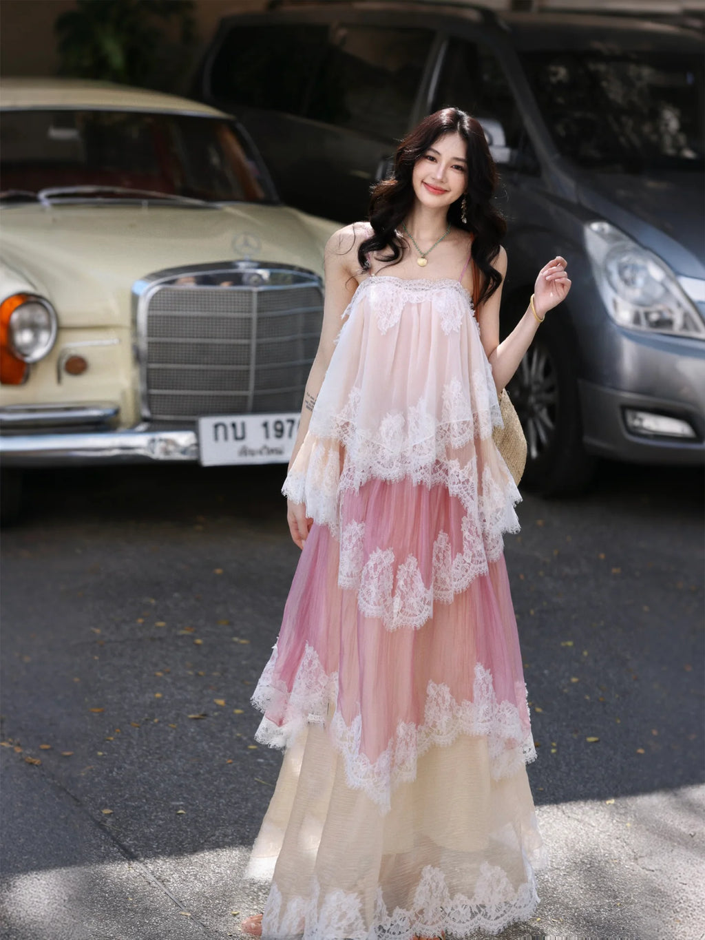 The Chantilly Gradient Lace Gown | Strapless Heavily Embellished Maxi | Vintage Gathered Skirt | Parisian Princess