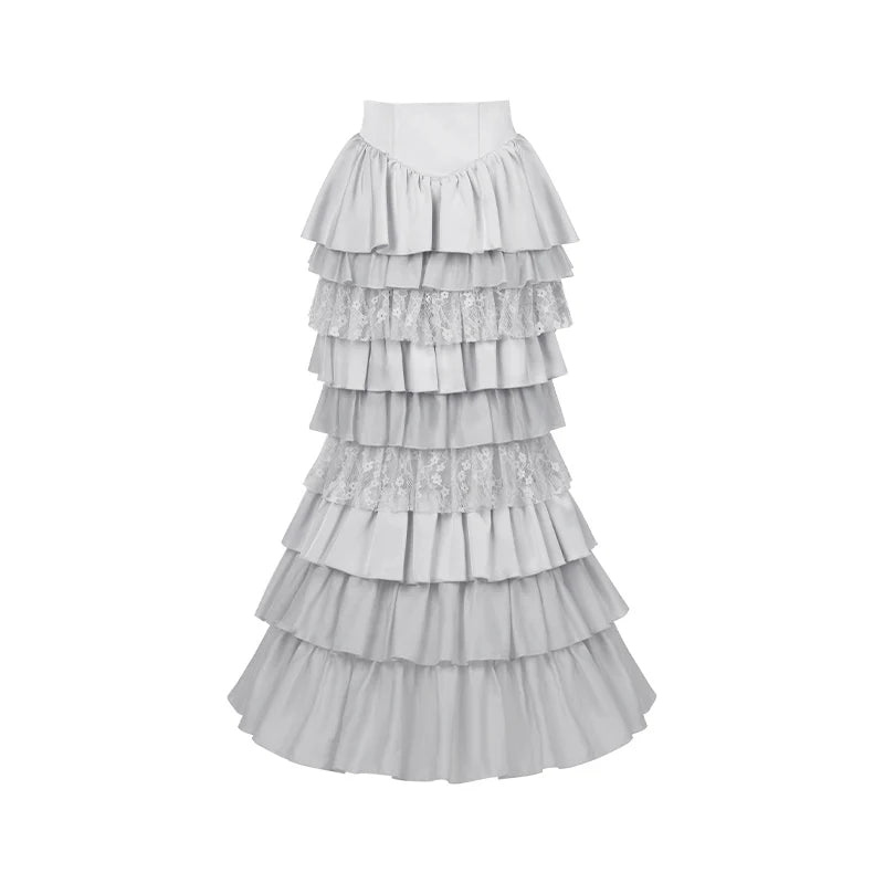 Gothica Signature Long Split Dress New Womens French Elegant Court Style Heavy Industry Lolita Dress Fishbone Corset Skirt Shirt Set