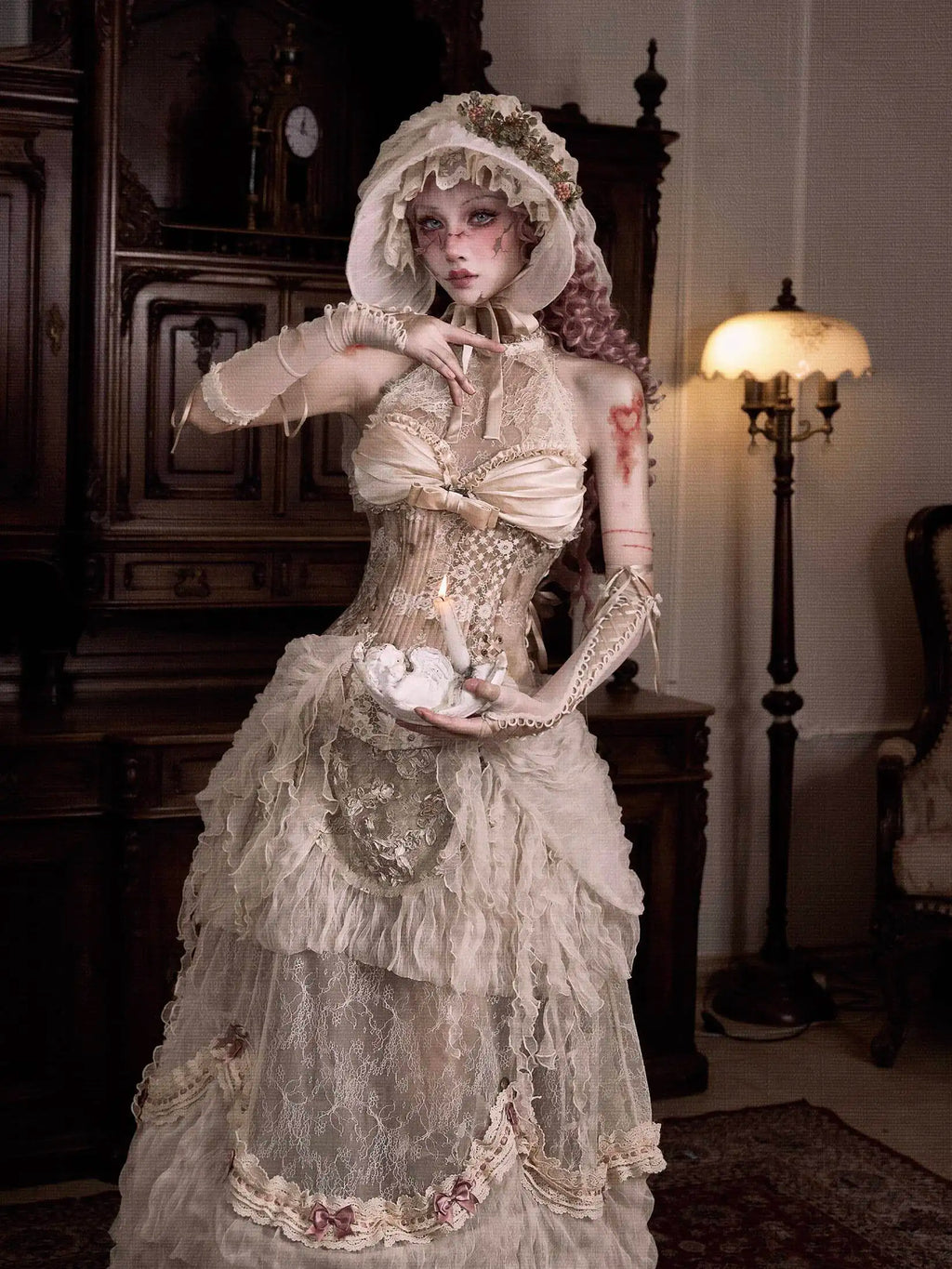 Goddess of Love Venus Lolita Women's Parisian Rococo Retro Elegance Dress Spooky Medieval Sexy Ghost Zombie Dress