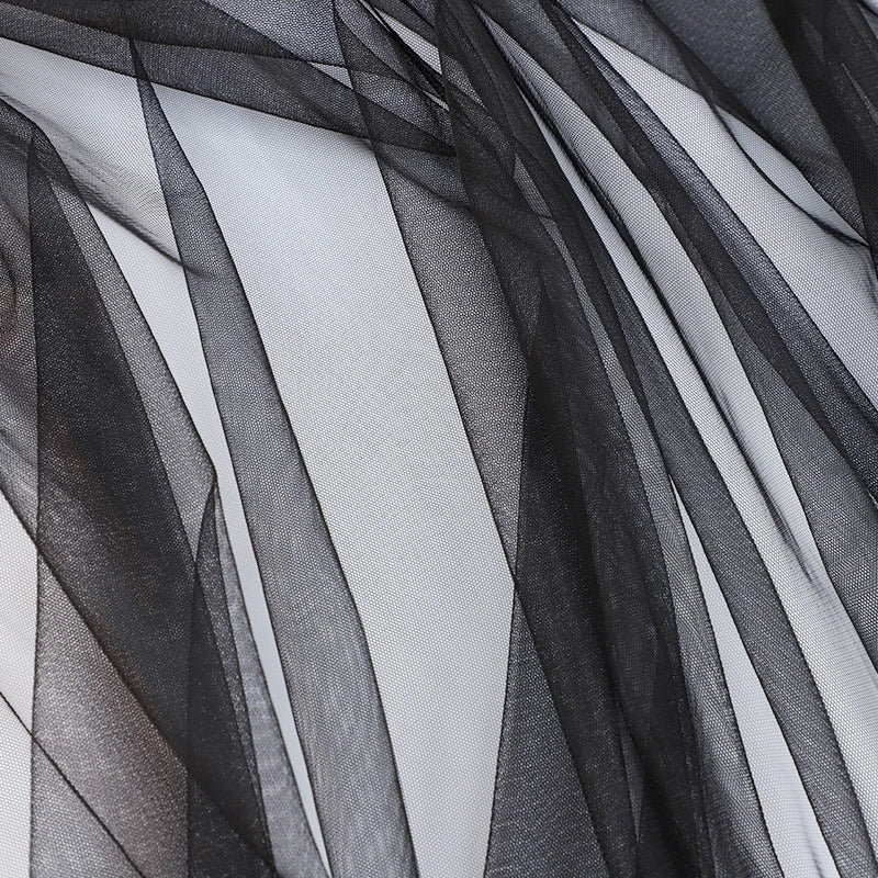 Sheer Mesh Lolita Cover up Dress Ruffled JSK Dress w. Lace Detailing