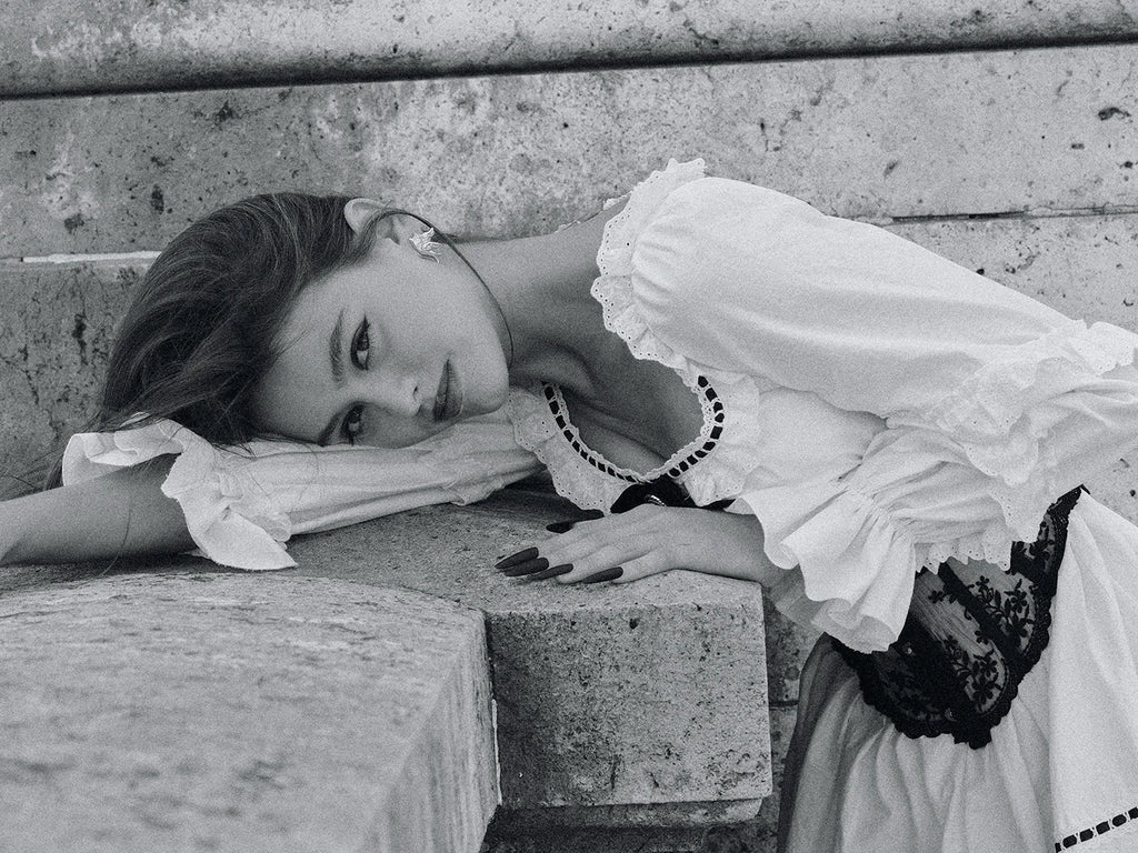 Gothica Parisian Fall White Maxi Dress Women Vintage Elegant Slim Lace Collar Long Sleeve French Halloween Dress