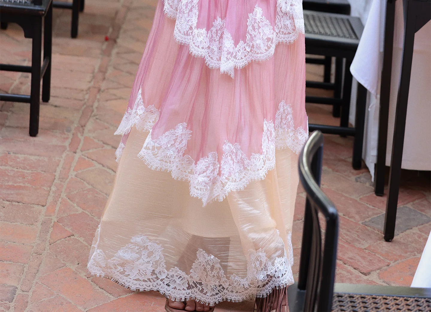 The Chantilly Gradient Lace Gown | Strapless Heavily Embellished Maxi | Vintage Gathered Skirt | Parisian Princess