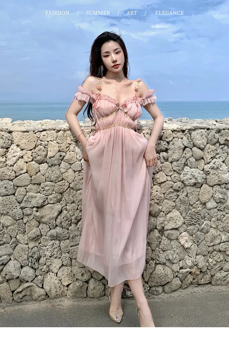The Romantic "Enchanted" French Long Dress | Sweet Fairy Birthday Gown & Gentle Romantic Style | Parisian Princess