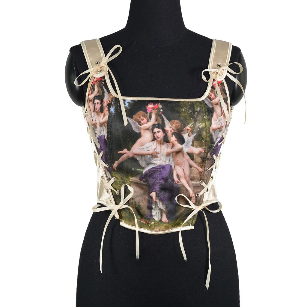 The Louvre Oil Painting Corset | French Art Print Bustier | Fishbone Waist Cincher | Parisian Princess
