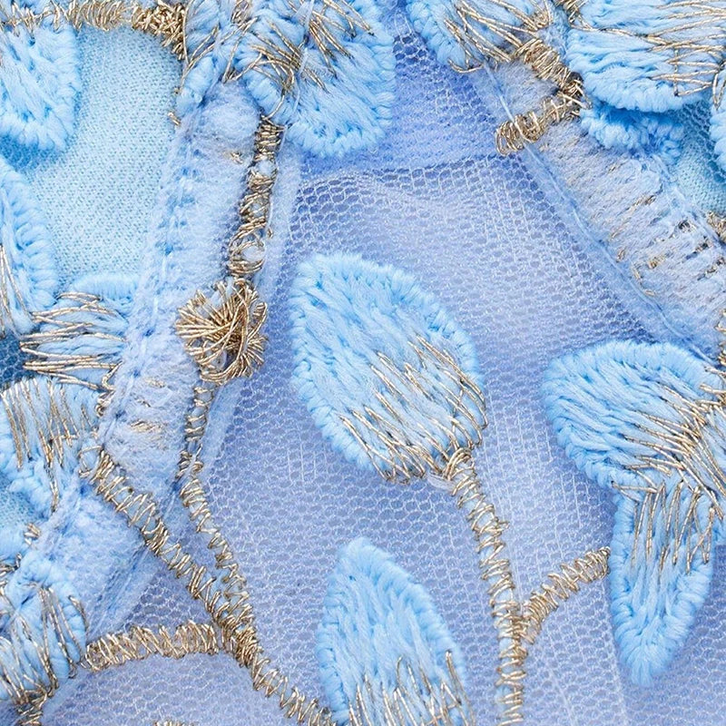 The Azure Bloom Camisole | French Floral Embroidery Ultra-Thin Corset Bra | Sexy Slim-Fit Rayon Lace Vest | Parisian Princess