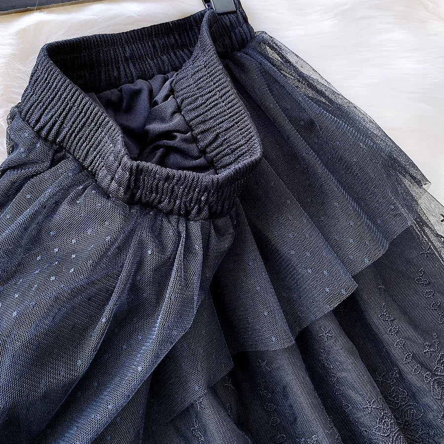 The Parisian Mesh Ankle Gown | French Elegant Knit Lace Dress | Acetate A-Line All-Season | Parisian Princess