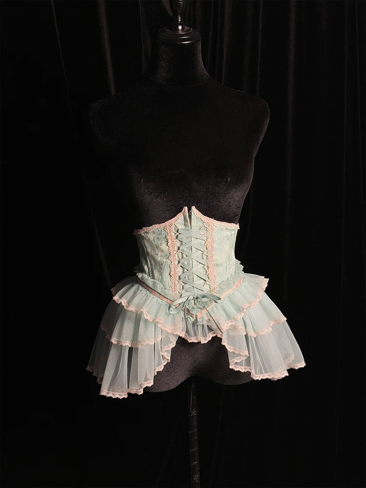 The Versailles Layered Tulle Corset | Jacquard Lace-Up Bustier | Pre-Order Exclusive | Parisian Princess
