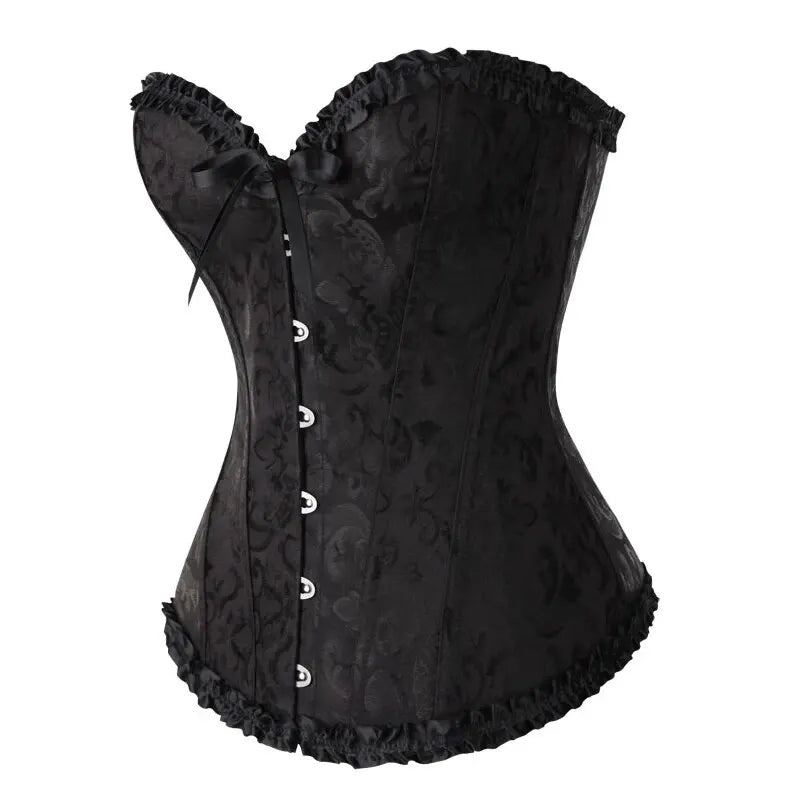 Women Corsets Bustiers Floral Lace Tops Shapewear Burlesque Vintage Corset Gothic Satin Lingerie Corselet Overbust