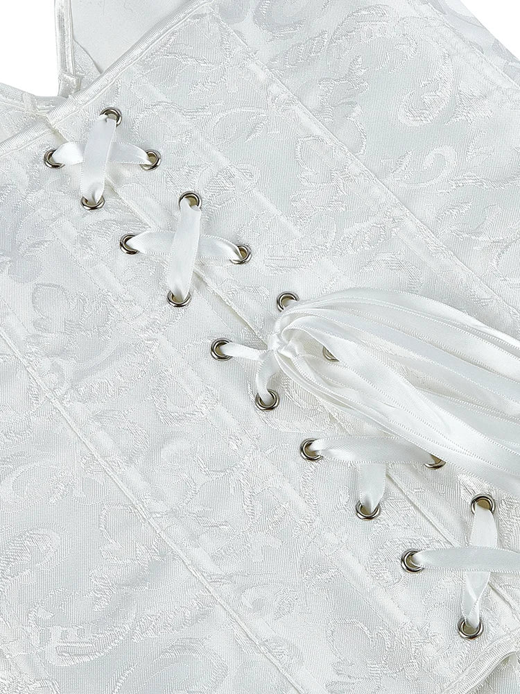 Corset Steel Boned Court Corset Laced Waist Cincher Vintage Shapewear Abdominal Belt Tight Binding