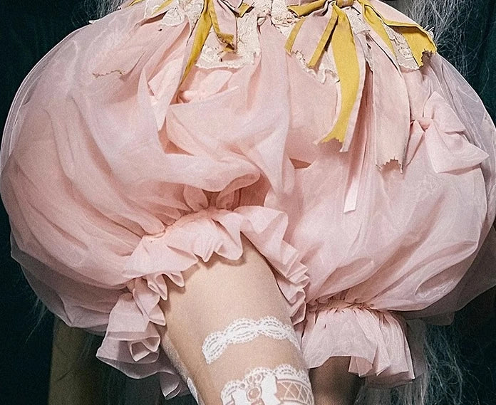The Sweet Pink Organza Bloomers | Lolita Mesh Pumpkin Shorts | Parisian Coquette Petticoat | Parisian Princess