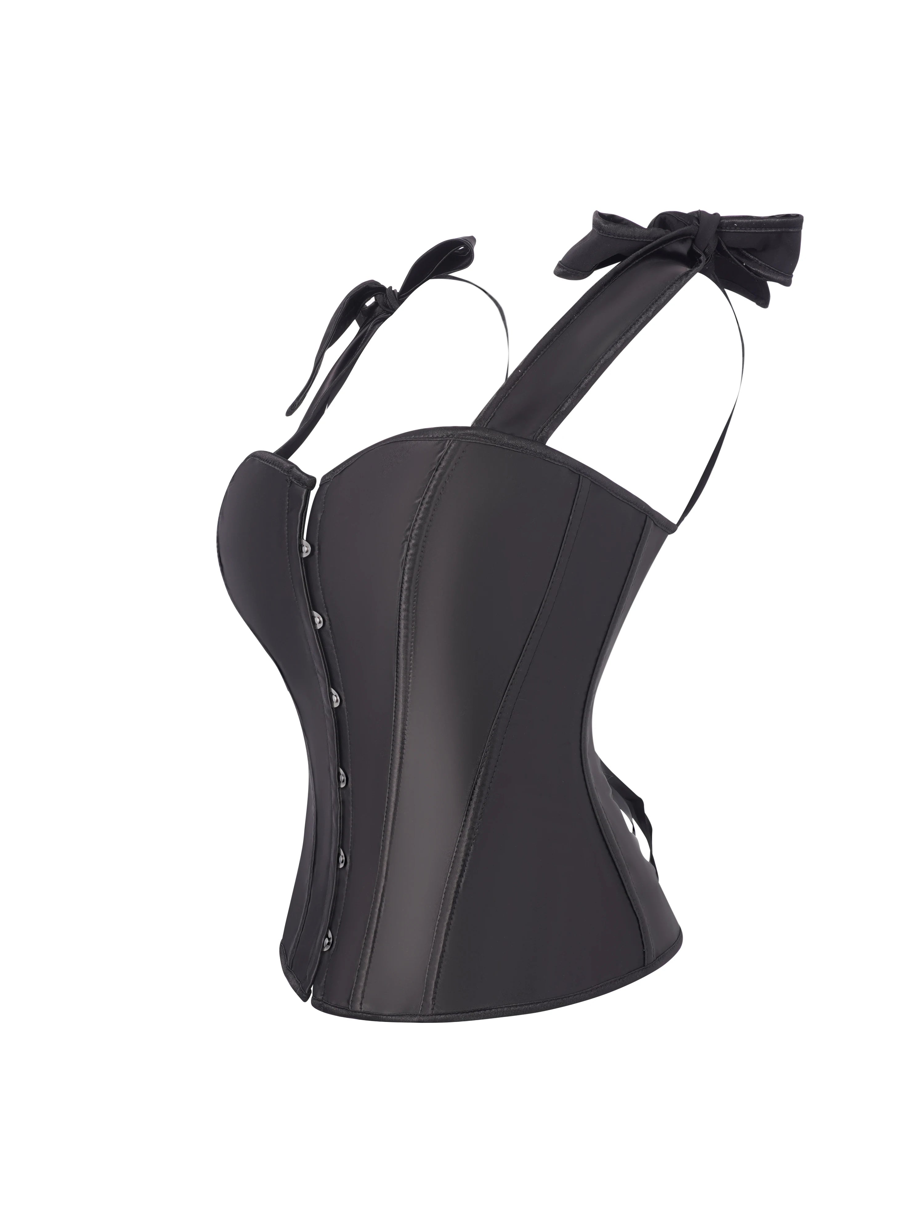Satin solid color halterdouble shoulder strap adjustable strapless corset for ladies