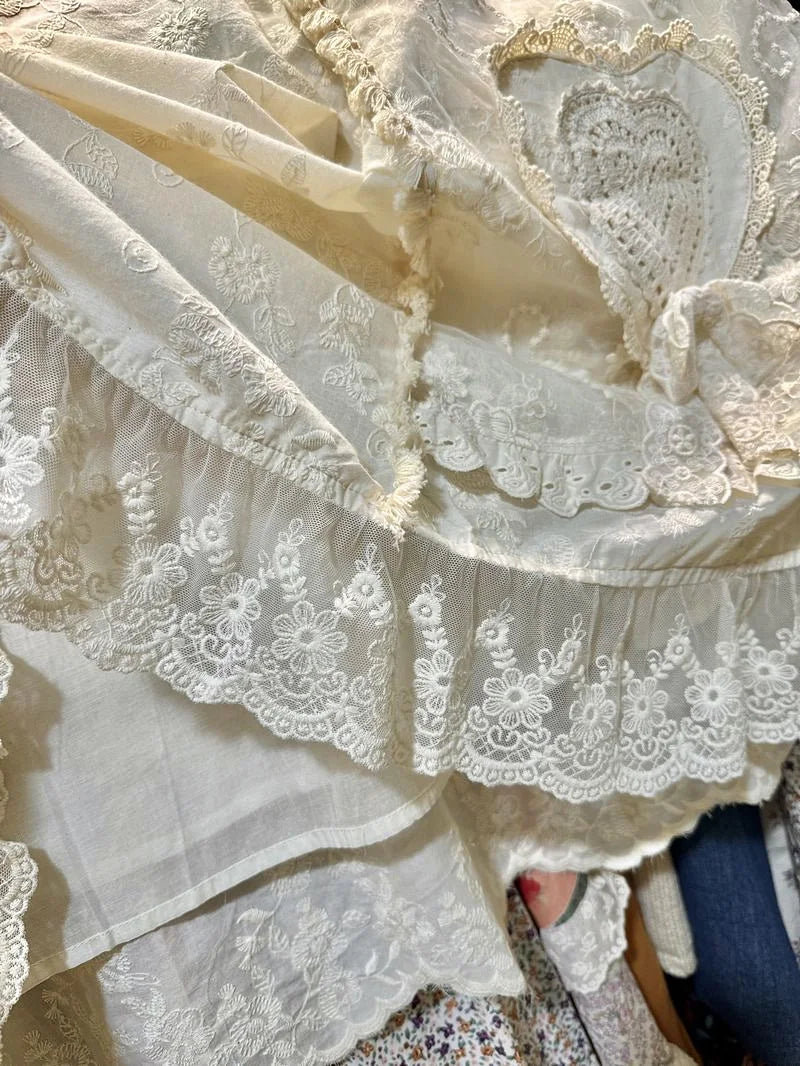 Cottagecore Cotton Autumn Ruffled Lace Sweet Lolita Midi Dress Female Rococo Victorian Parisian Goblincore French Long Dress