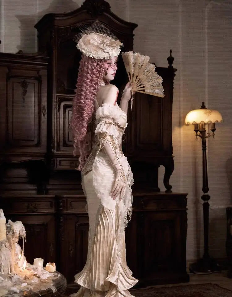 Goddess of Love Venus Lolita Women's Parisian Rococo Retro Elegance Dress Spooky Medieval Sexy Ghost Zombie Dress