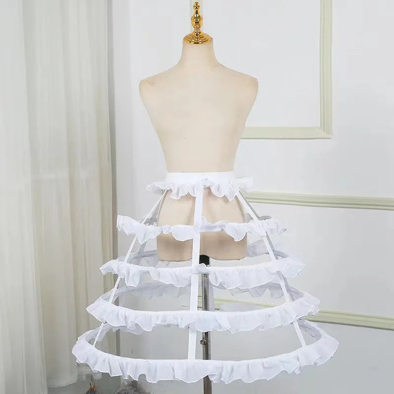 Women Girls Lolita Hollow Lotus Leaf Lace Bird Cage Fish Bone Skirt Cosplay Dress Skirt Petticoat Bride Wedding Dress Lining