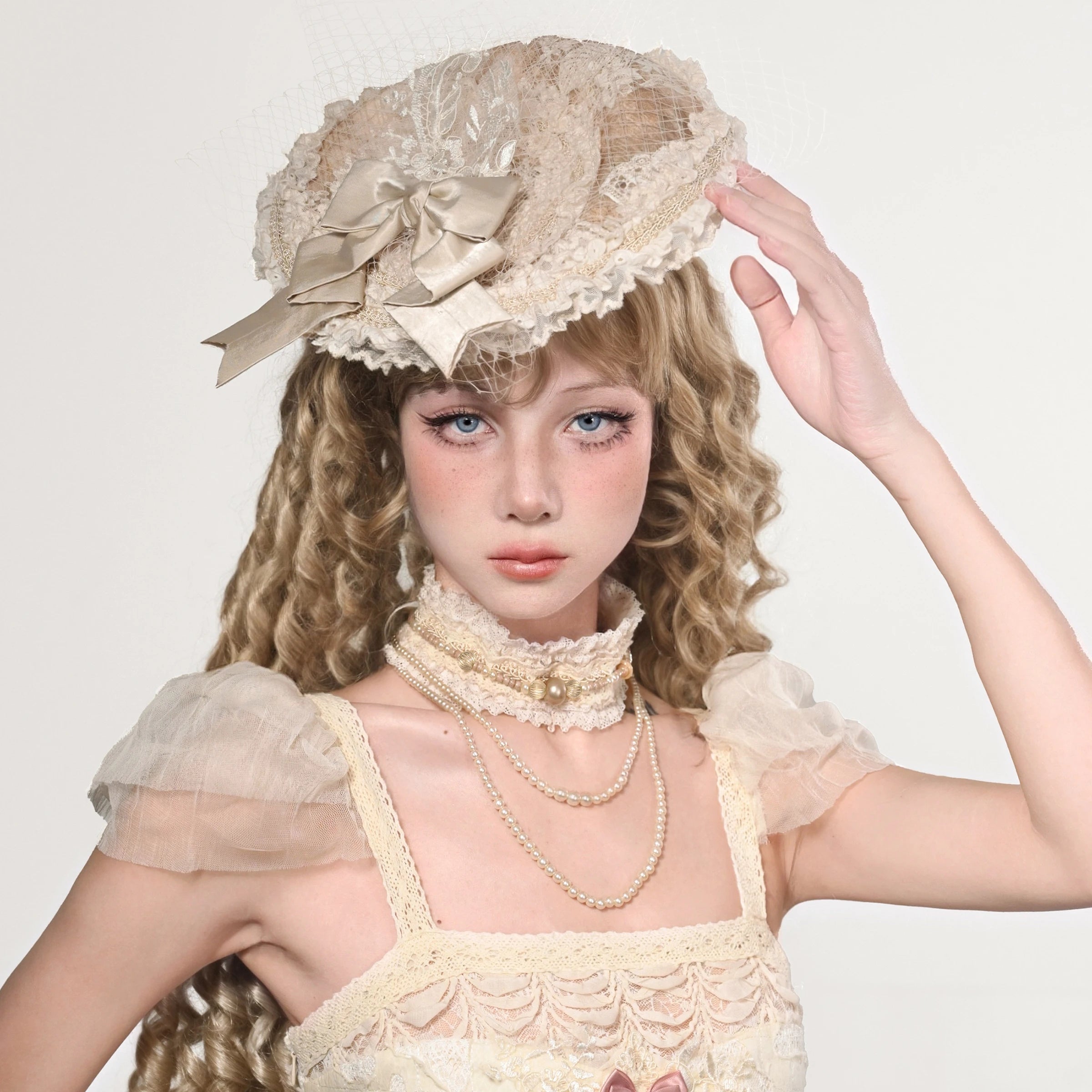 The Montmartre Lace Ribbon Fascinator | Floral Mesh Lolita Hat | Vintage Theatrical Headpiece | Parisian Princess