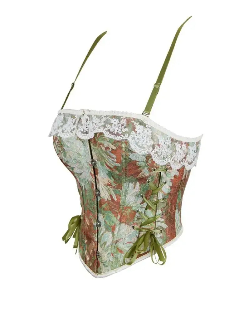 The Trianon Double-Halter Corset | French Lace Layering Strapless Top | Single-Layer Ribbon Back Bustier | Parisian Princess