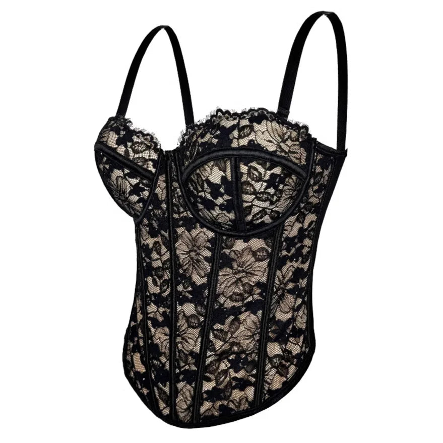 The Versailles Floral Lace Bustier | Sweet Corset Crop Top | Everyday Shaping Top | Parisian Princess