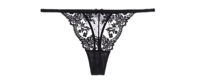 The Jardin Floral Lace Bra & Brief Set | Push-Up Underwire 3/4 Cup | Lace Lingerie | Black & White | Parisian Princess