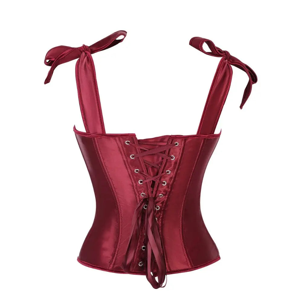Satin solid color halterdouble shoulder strap adjustable strapless corset for ladies