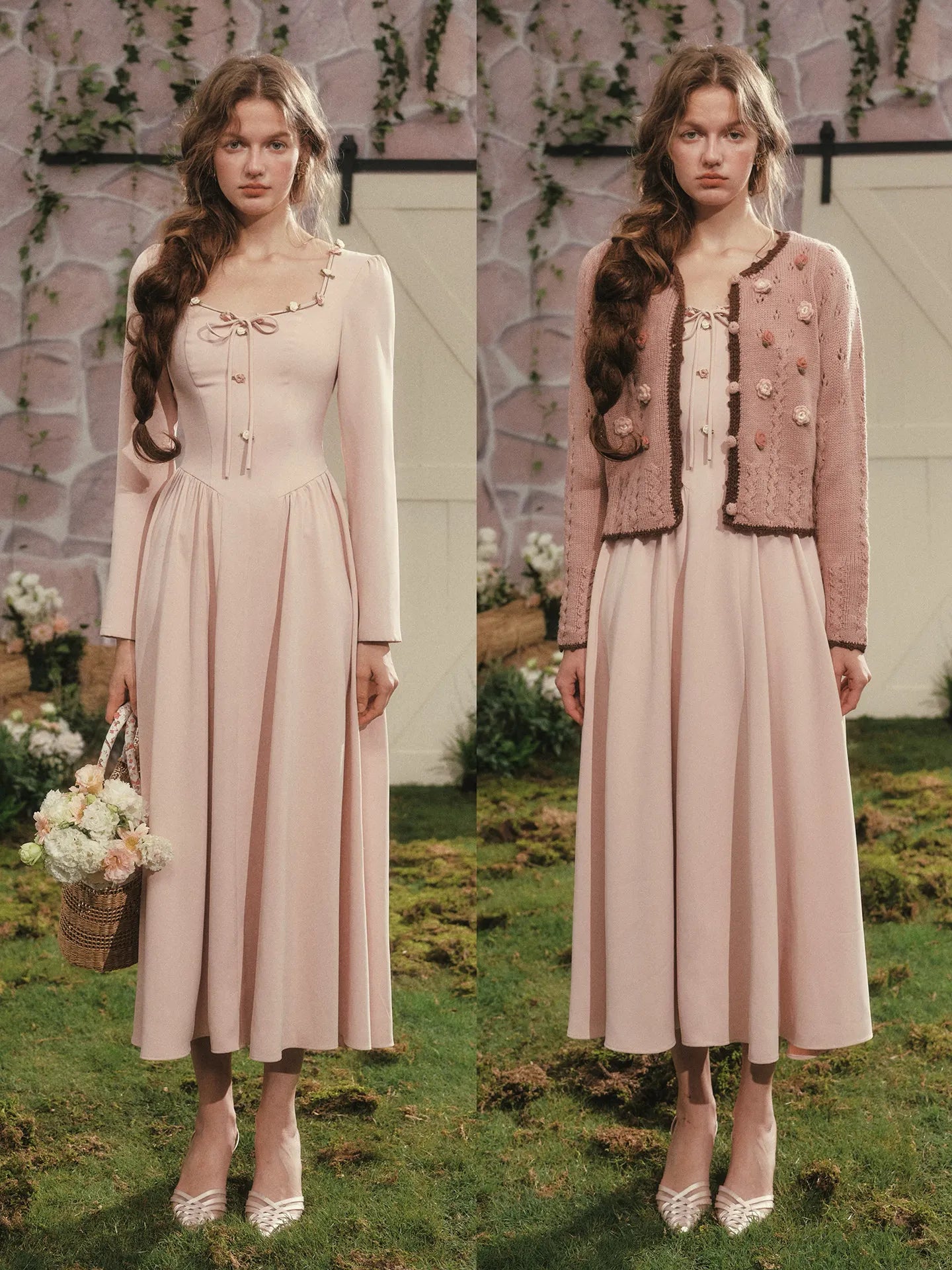 The Giverny Brocade Maxi Gown | Vintage Print Fit-and-Flare Ankle Gown | Square Collar Empire Waist | Parisian Princess