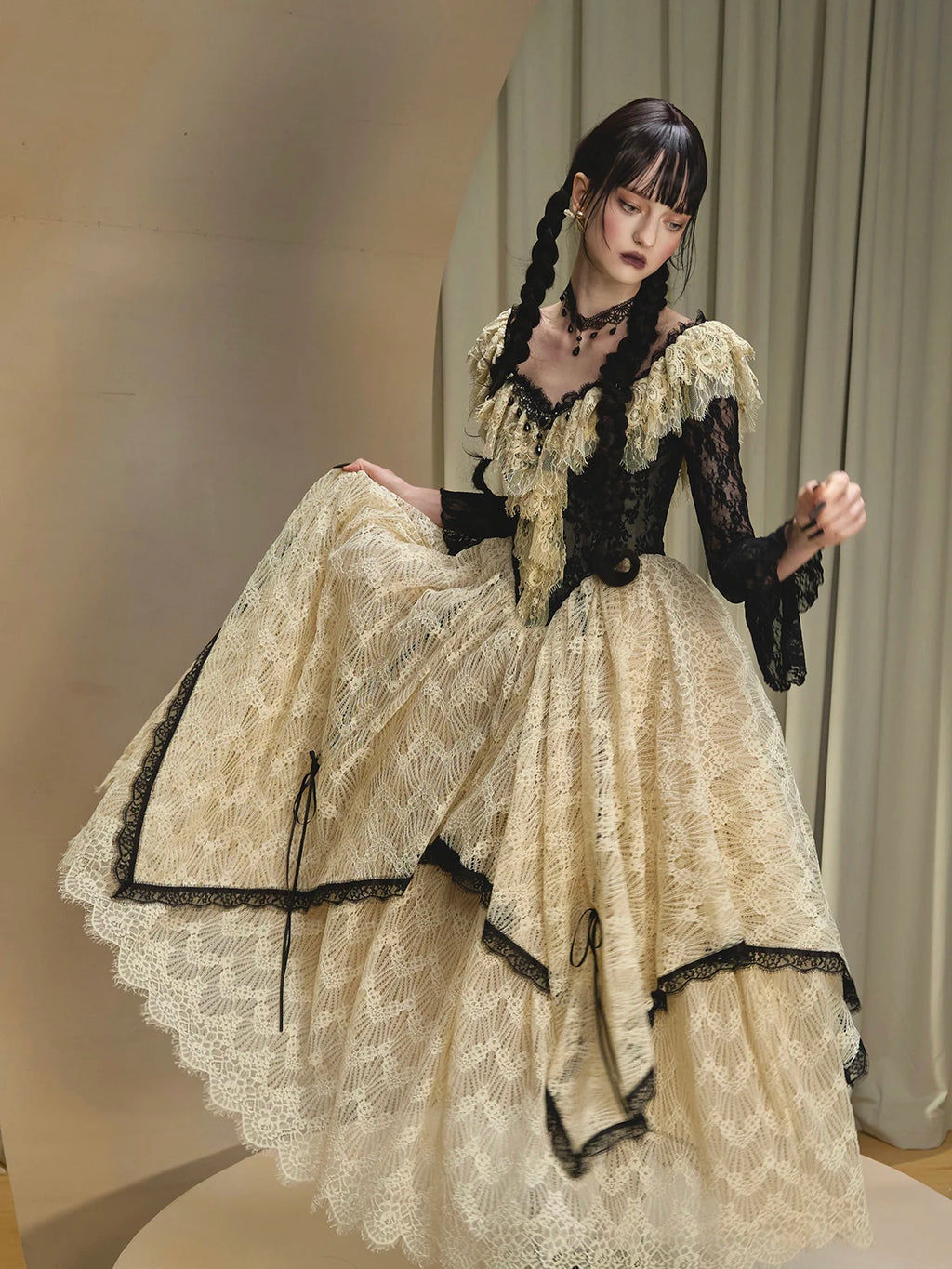 ✨ The Midnight Coquette Enchantment Gown ✨ Vintage Elegant Slim Luxury Lace Fishbone Dress Birthday Party Evening Dresses