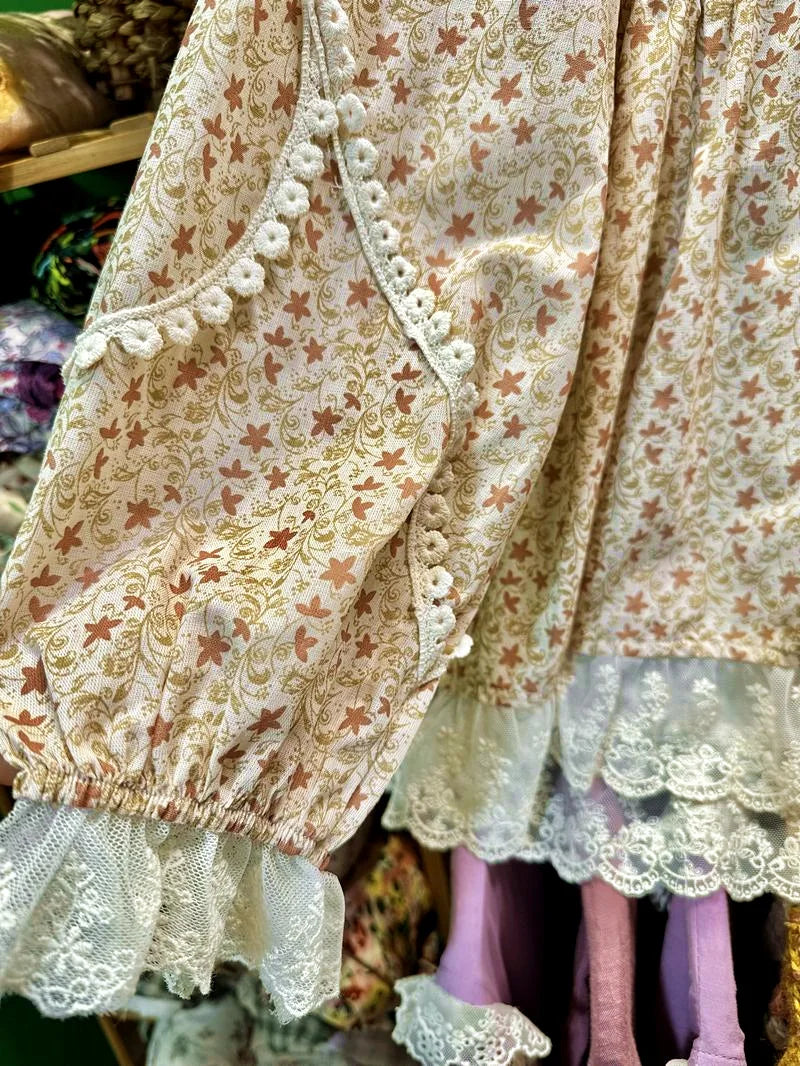 Autumn Cotton Sweet Parisian Cute Ruffled Lace Shirt Women Shabby Chic Vintage Mori Girl Lolita Casual Cottagecore Korean Blouse