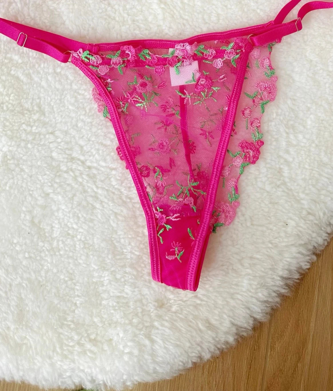 Parisian French Lingerie Set Sheer Tulle, Pink Floral Embroidery Bra Bralette, Sexy Pure Matching Set BANERDANNI Sexy Tushy Bras