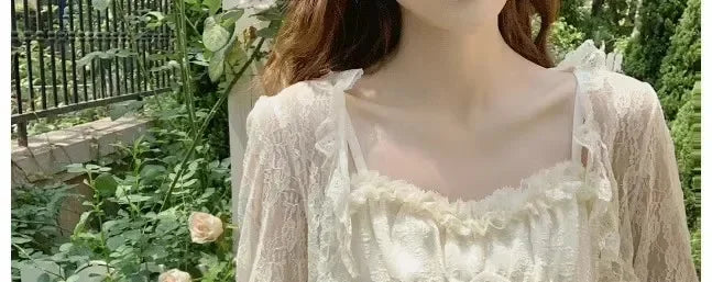 Lace Sun Protection Clothing Women's Summer Outerwear with Strap Vest Top Short Slim Long Sleeve Shirt Coat Gentle Breeze