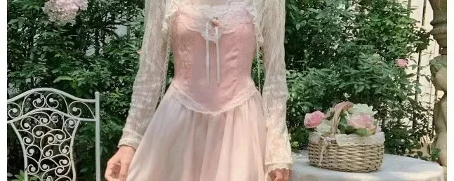 Lace Sun Protection Clothing Women's Summer Outerwear with Strap Vest Top Short Slim Long Sleeve Shirt Coat Gentle Breeze