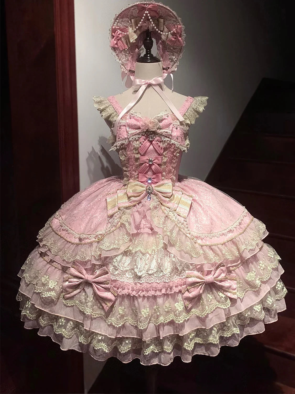 Original Gothic Cos Suspender Dress Jsk Summer New Female Slim-Fit Elegant Cute Bow Cake Dresses Women's Lolita Birthday Dress