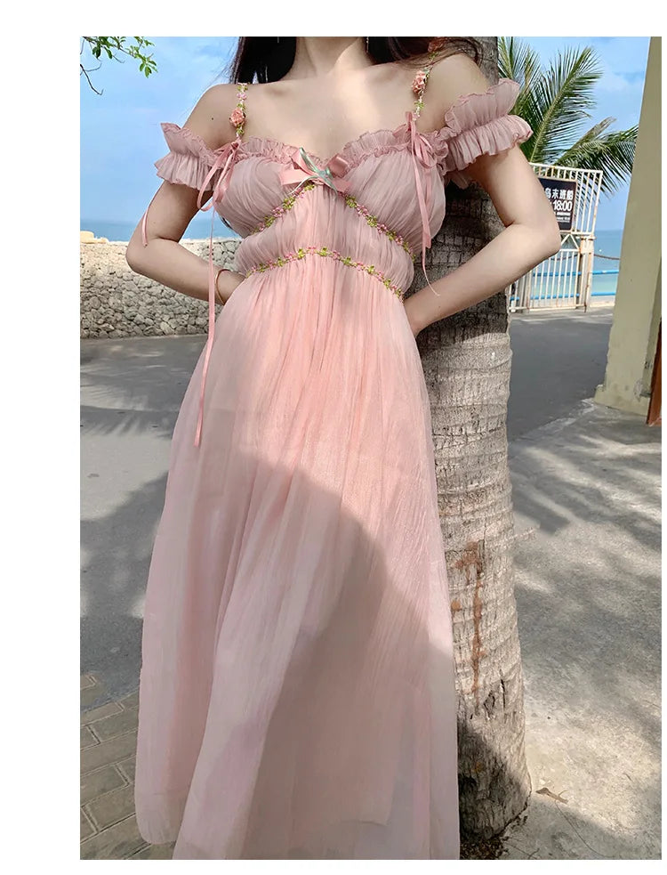 The Romantic "Enchanted" French Long Dress | Sweet Fairy Birthday Gown & Gentle Romantic Style | Parisian Princess