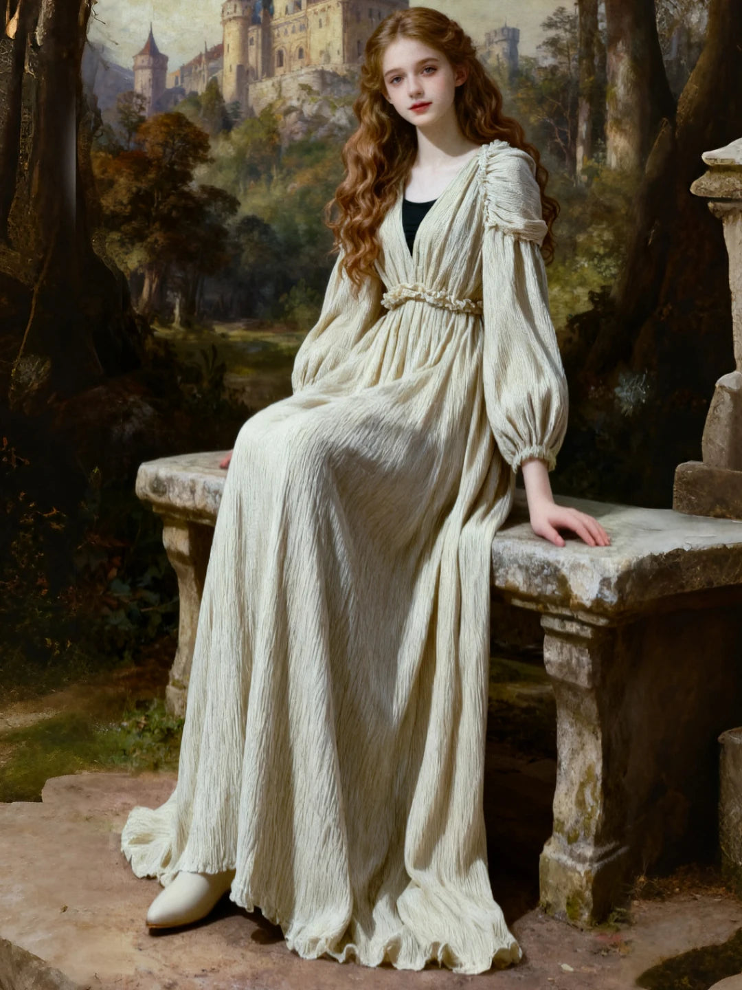 Parisian Winter Women Dress Full Lantern Sleeve Long Floor Length Ladies S-L Vintage High Waist Thick Velvet 2025 New