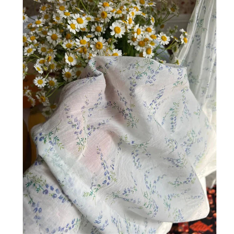 100% Cotton French Fairy Printed Nightgown French Retro Girl Sweet Home Outfit Long Nightdress Women