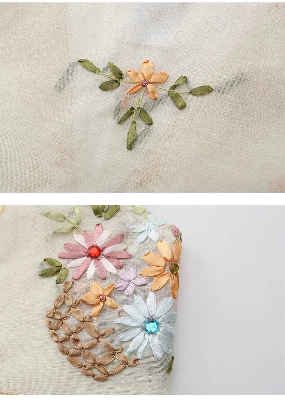 The Antoinette Tassel Embroidery Vest | French Antique Floral Cotton Gilet | Open-Stitch V-Neck | Parisian Princess