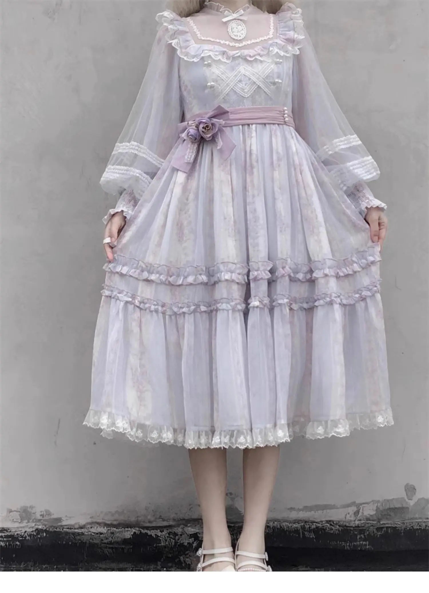 French Elegant Large Size Lolita Dresses Autumn Women's High Waist Slim Cla Princess Tea Party Long Sleeve Dress Vintage Dress