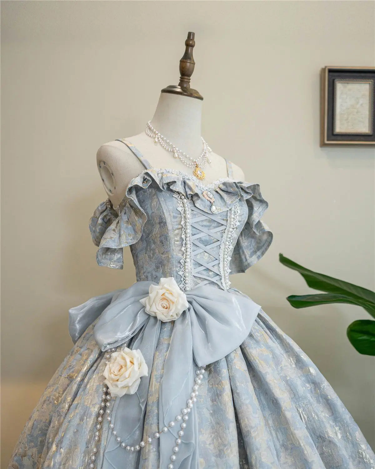 Lolita Original Princess Dress Fashion Sweet Flower Bead High Waist Slim Long Suspender Dress Wedding Gorgeous Adult Party Dress